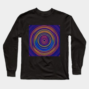 Concentric Wavy Lines (Blue) Long Sleeve T-Shirt